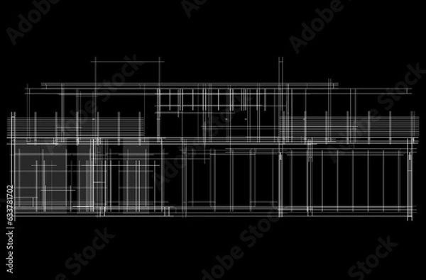 Obraz Modern house sketch 3d rendering