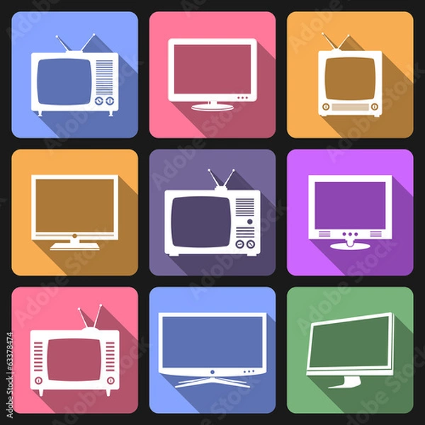 Fototapeta TV icons, flat design vector