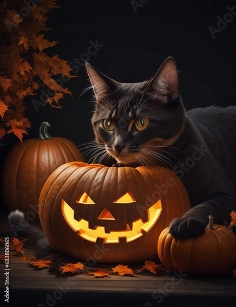 Obraz halloween pumpkin with bats