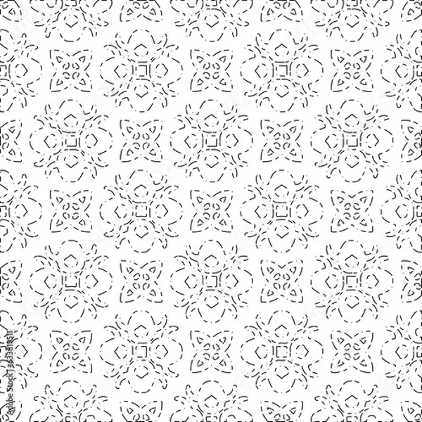 Fototapeta White background with black Dashes lines. Plain background with  simpe pattern. Black and white color. Abstract background for web page, textures, card, poster, fabric, textile.