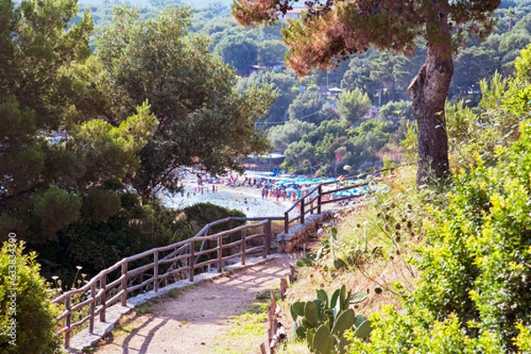 Obraz Continuation of the wonderful Campanian coast in the Cilento park inside the Gulf of Policastro. Marina di Camerota, Italy.