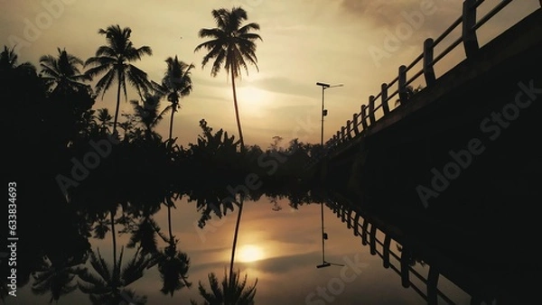 Fototapeta sunset over the river