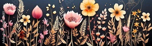 Fototapeta Botanical set, generative ai
