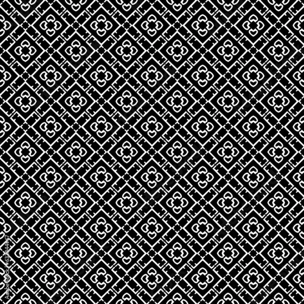 Fototapeta Black and white seamless abstract pattern. Background and backdrop. Grayscale ornamental design. Mosaic ornaments. Vector graphic illustration. EPS10.