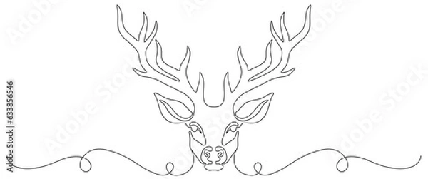 Fototapeta deer head line art style. Christmas element