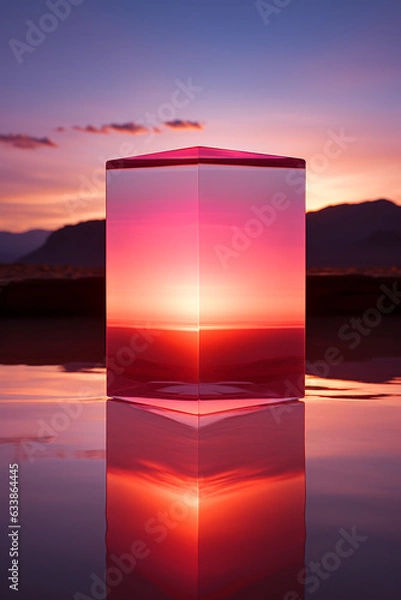 Fototapeta Distinct block with radiant light below, a didactic view of blockchain's significance, generative AI