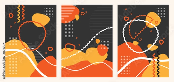 Fototapeta Geometric banner. Set of vector illustrations. Memphis and clean style backgrounds