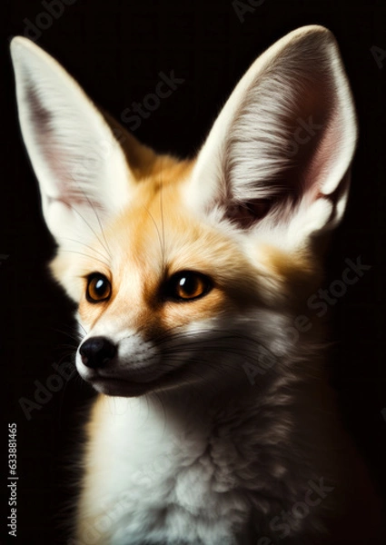 Obraz Animal portrait of a wild feenec fox on a black background conceptual for frame
