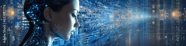 Fototapeta Cybersecurity & Artificial Intelligence AI combined