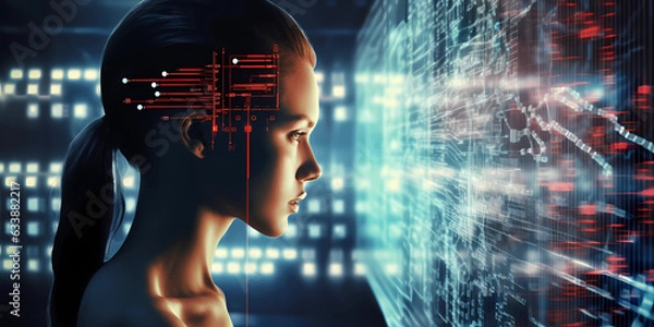 Obraz Cybersecurity & Artificial Intelligence AI combined