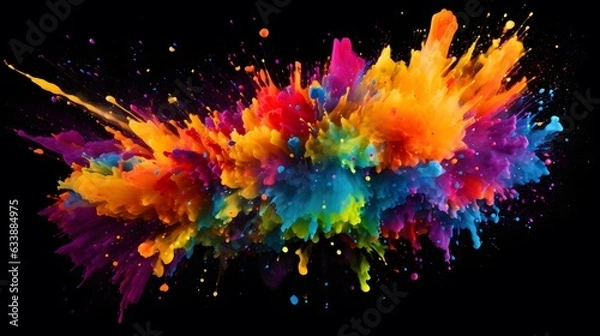 Fototapeta Abstract colorful paint splatter with a black background