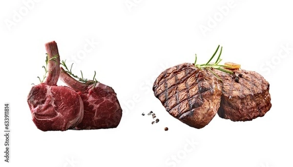 Fototapeta Steak on the bone. tomahawk steak on a white background.