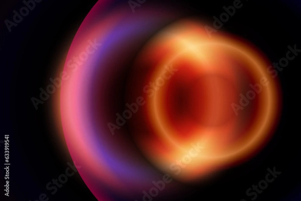 Fototapeta Circular glow with speed motion. Neon circle. Vector light effect abstract background with the ring in orange and pink color. 3d. Glowing illustration. 
