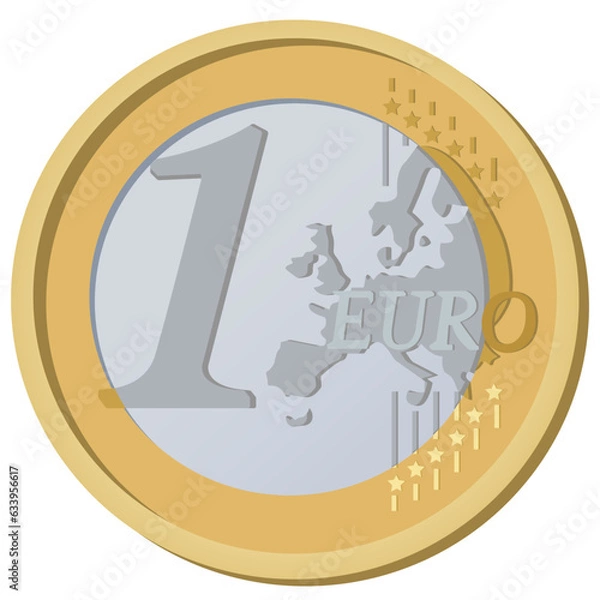 Fototapeta 
1 EURO coin drawn in vector style on a white background