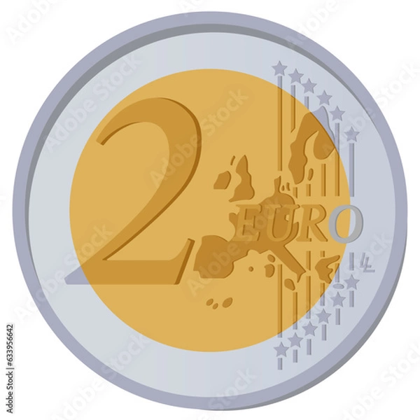 Fototapeta 
2 EURO coin drawn in vector style on a white background