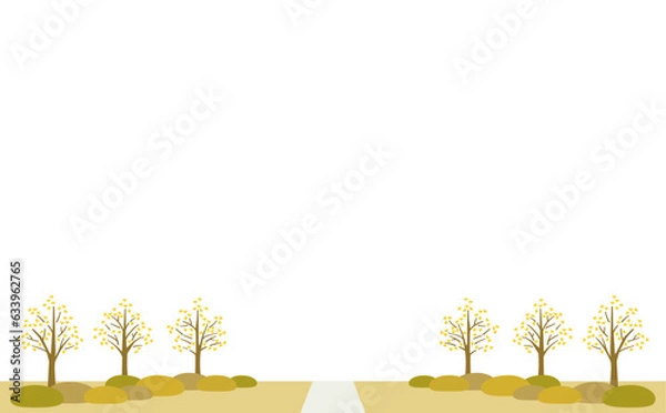 Obraz 銀杏並木のイラスト　横長