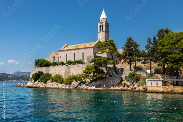 Fototapeta Elaphiti Islands, Croatia 08-03-2023 The Elaphiti Islands is a small archipelago consisting of several islands stretching northwest of Dubrovnik, in the Adriatic Sea. 