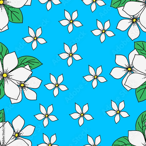 Fototapeta Vector floral seamless pattern background. Suitable for use fabric design, textile, wrapping paper, wallpaper, etc.
