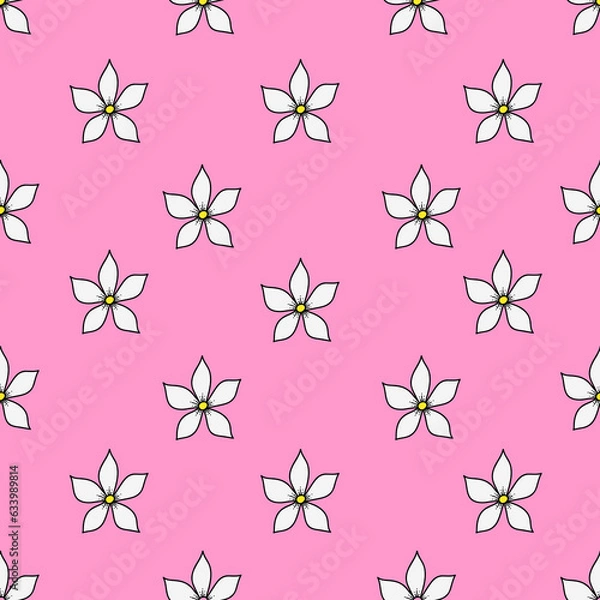 Fototapeta Vector Jasmine flowers seamless pattern background. Suitable for use fabric design, textile, wrapping paper, wallpaper, etc.