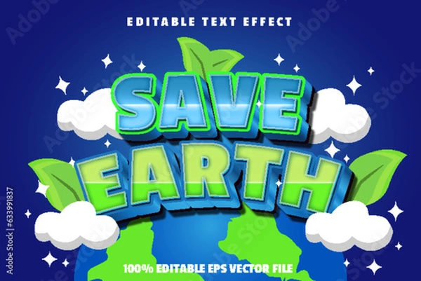 Fototapeta Save Earth Editable Text Effect 3d Gradient Style.jpg