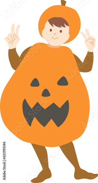 Obraz かぼちゃの仮装をした子供