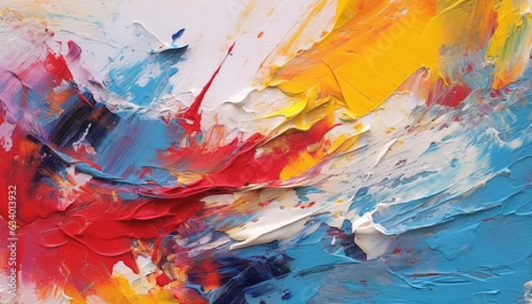 Obraz abstract oi acrylic paint, texture background wallpaper, white, red and blue brush strokes