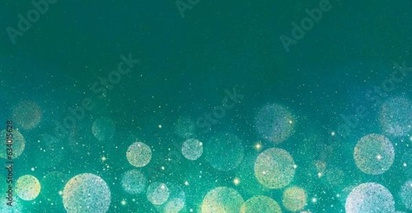 Obraz クリスマスやホリデーシーズンをイメージした背景, グリーンのキラキラグラデーション