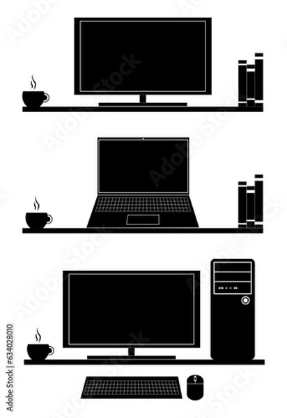 Fototapeta vector illustration modern monitor, computer, laptop,  tablet on a white background