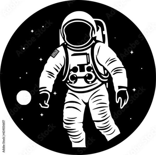 Obraz Astronaut | Black and White Vector illustration