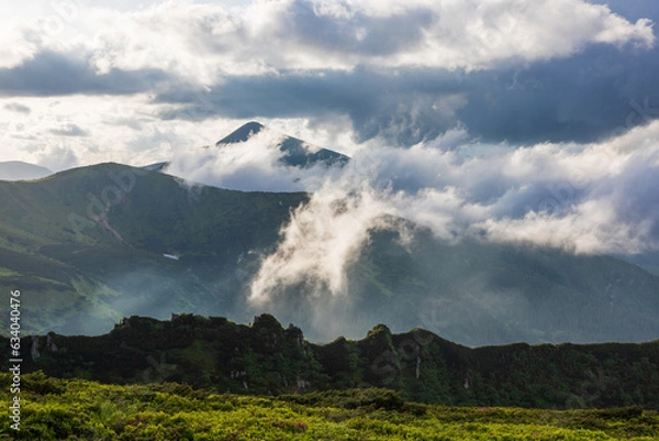 Fototapeta Fog and clouds in the Carpathians.