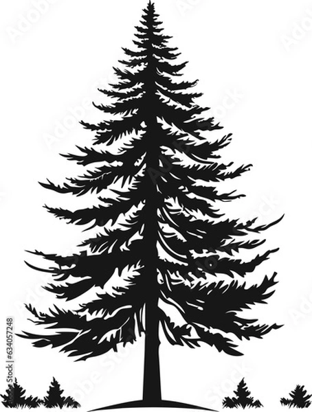 Fototapeta tree silhouette cedar vector, tattoo logo cypress template design, tree pine silhouette vector, tattoo tribal cedar design isolated on white background.