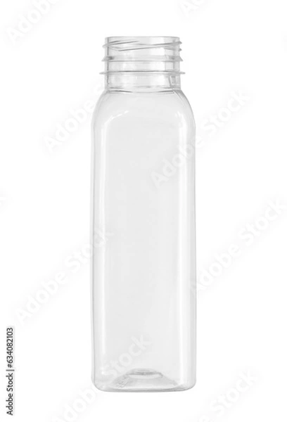 Obraz Plastic beverage bottle square shape disposable (with clipping path) isolated on white background