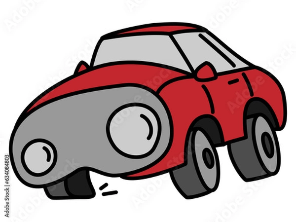 Obraz タイヤが変形するほど急旋回する赤い自動車