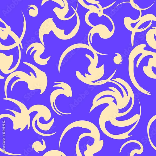 Fototapeta 柄 手書き風_旋回模様_オリエンタルブルー パターン ベクター