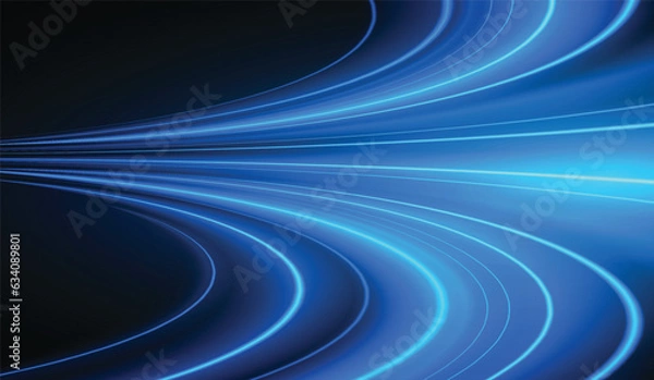 Obraz Modern abstract high-speed  light motion effect on black background. vector illustration.