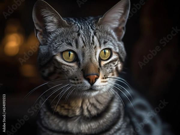 Fototapeta Egyptian mau Сat portrait close up created with Generative AI technology