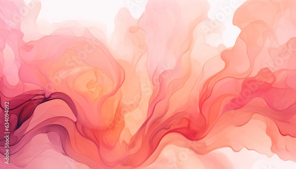Fototapeta mesmerizing abstract liquid ink flow swirls, gradients, background pattern, red, pink and orange