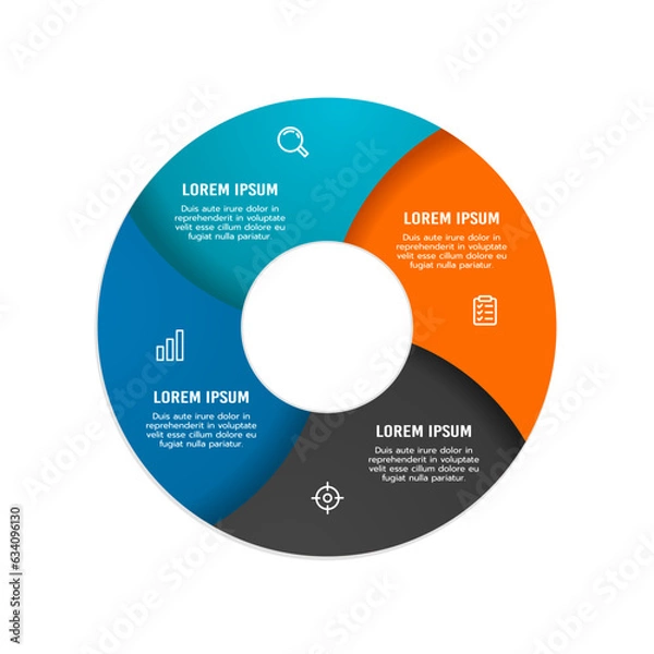 Fototapeta Business cycle template. Infographic cycle 4 steps to success. Vector illustration.