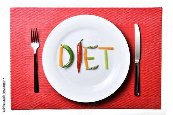 Obraz diet written with vegetables in healthy nutrition concept