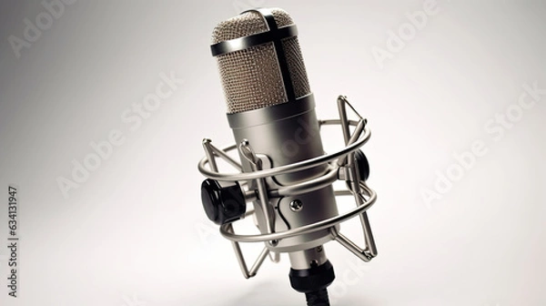 Fototapeta A Microphone. Studio condenser microphone on white background. Generative Ai