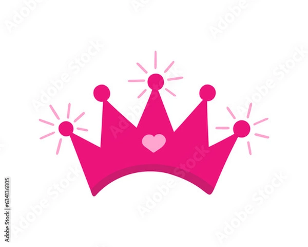 Obraz doll crown with heart. Vector Illustration for printing, backgrounds, covers and packaging. Image can be used for greeting cards, posters, stickers and textile. Isolated on white background.
