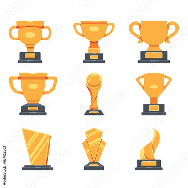 Fototapeta trophy icon vector illustration, golden trophy icon vector collection set