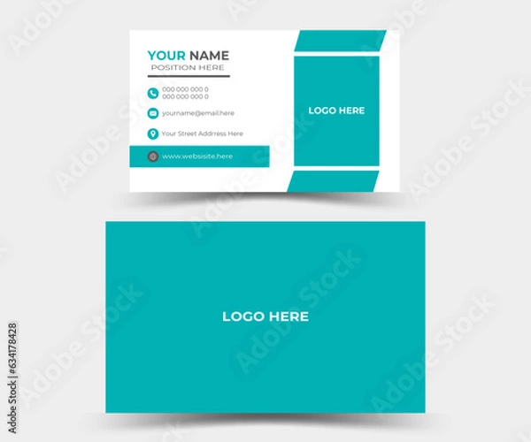 Fototapeta business card corporate official minimal creative abstract professional informative business card design. Modern Creative & Clean business style business card.