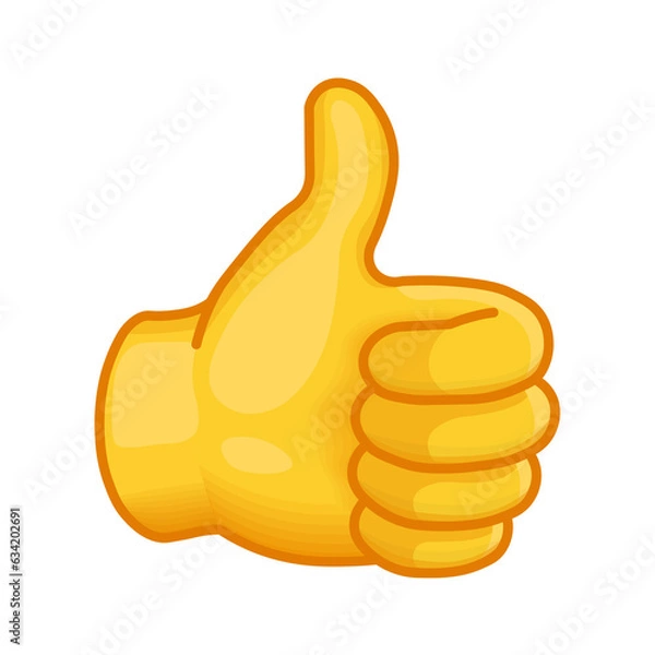 Fototapeta Gesture Okay or thumb up Large size of yellow emoji hand