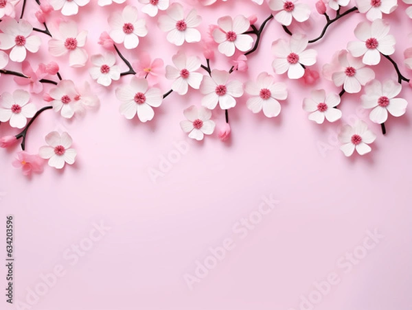 Obraz Flowers composition Minimal styled concept on light pink background top view.