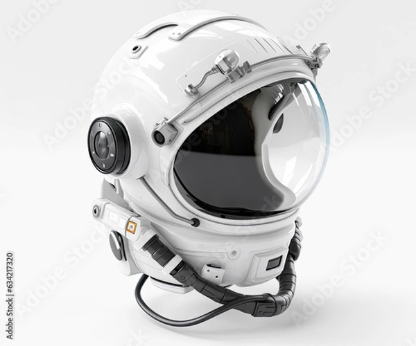Fototapeta Isometric View Astronaut's Helmet Illustration on White Background (Generative AI)

