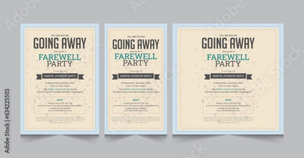 Fototapeta Going away party invitaion templates, farewell party a4 poster and square instagram post, vector illustration eps 10