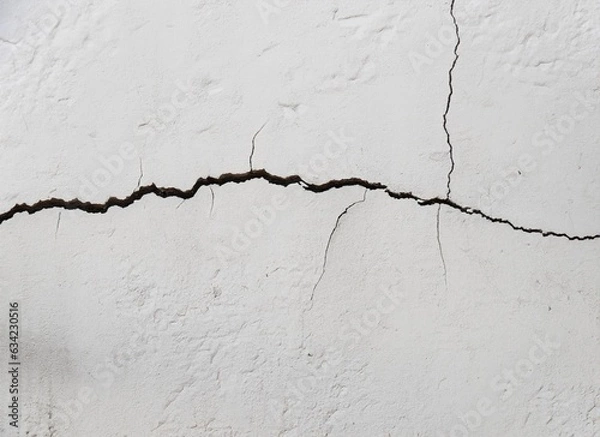 Obraz Cracks on A White Concrete Wall