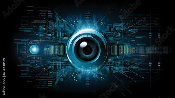 Fototapeta the thought-provoking realm of modern surveillance and digital security with a striking concept image that unveils the Big Brother electronic eye a symbol of global surveillance and network protection