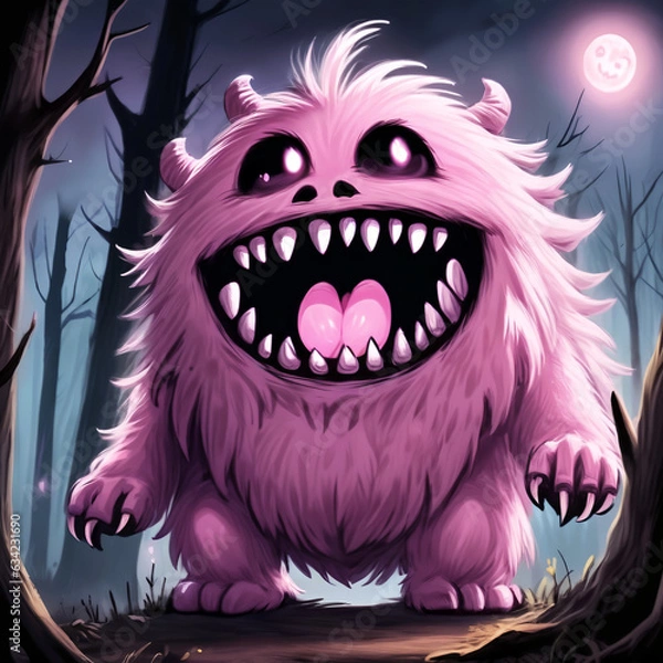 Fototapeta Happy Monster Laughing under the moon